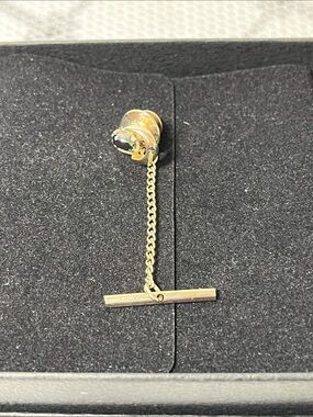 Vintage Gold Tie Tack with Black Stone
